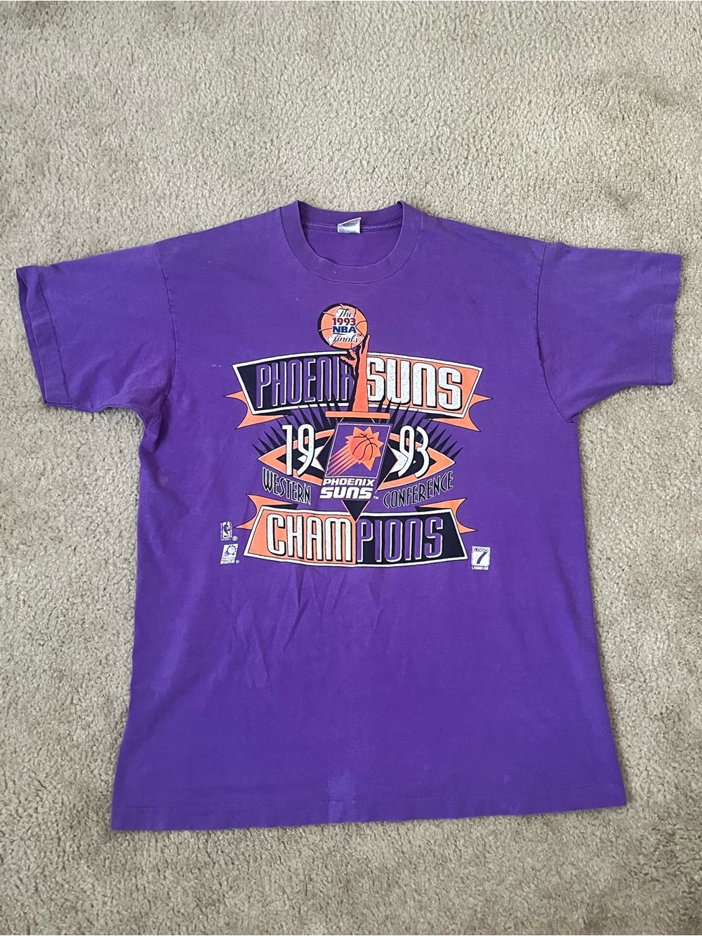 Vintage Phoenix Suns 1993 Single Stitch Champions Purple Graphic Tee Size XL